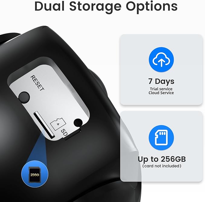 4G Cellular Wireless Outdoor 360° View Security Camera, No WiFi Needed, SIM Included, Solar & 9000 mAh Battery, 2K, PIR Alerts, Night Vision, IP65, SD/Cloud Storage