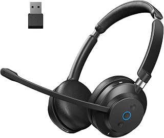 BINNUNE Wireless Headset with Mic for Work, Bluetooth & USB Dongle for PC - Image 1