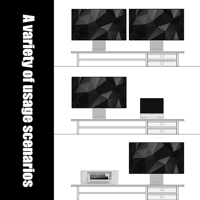 Dual‑Tier Monitor Stand Riser with Drawers, Desktop Organizer Shelf Storage for Computer Screen 2 Monitors, Supports for PC Computer Monitor, Printer, Heavy TV Riser White