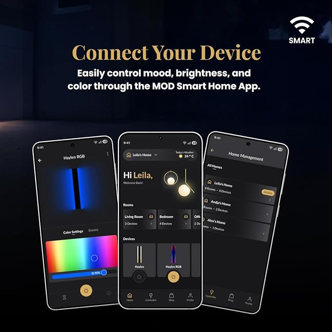 𝗠𝗢𝗗 𝗟𝗜𝗚𝗛𝗧𝗜𝗡𝗚 Waterproof Outdoor Wall Light with Smart Home App, Wi-Fi/Bluetooth, Adjust 3000K-6000K & Brightness, LED Long Porch Lights with App Control, 1-Pack (31" | Smart Home)