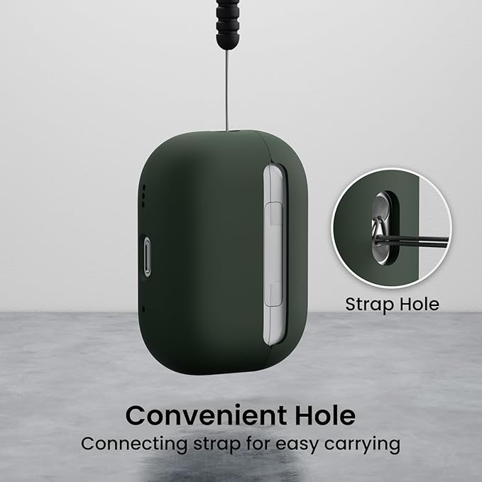 ORNARTO Compatible with AirPods Pro 2 Case 2022, Full Protective Hybrid Silicone for AirPods Pro 2nd Generation Case, Front LED Visible Skin Cover-Mystic Green