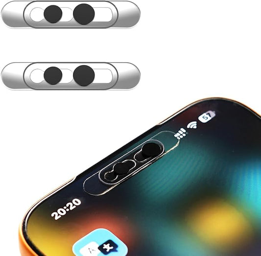 Front Camera Privacy Cover, Transparent Material & Perfect Phone Fit, Compatible with iPhone 17/16/15/14 Pro Max/Pro, Face Recognition On/Off, Adhesive Lens Protector, Black, 2 Pack