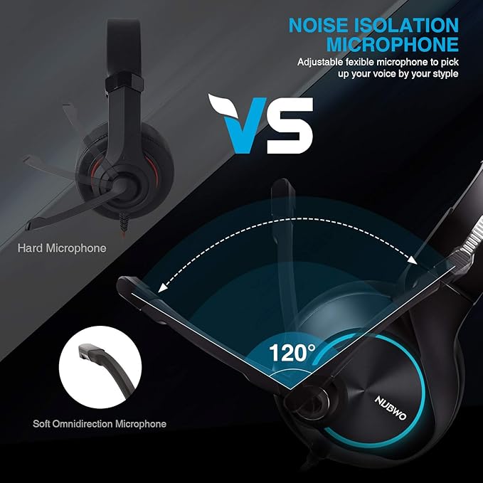 Gaming Headset with Mic for Xbox One PS4 PS5 PC Switch Tablet Smartphone, Headphones Stereo Over Ear Bass 3.5mm Microphone Noise Canceling 7 LED Light Soft Memory Earmuffs(Free Adapter)