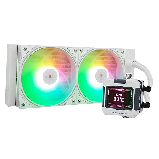 Thermalright FW240 Black CPU AIO Cooler,PC 240 Specification Water Cooler System,IPS LCD Screen with 320*240 Resolution,for AM5&Intel LGA1700/1851,High Performance Pump,Comes with 2.4-inch LCD Display