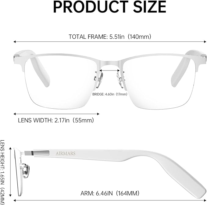 AIRMARS Smart Glasses for Men & Women, Bluetooth Glasses with Photochromic/Blue Light Filter&Polarized Lenses, Smart Sunglasses for Women with Speaker, Interchangeable Frames (Silver)