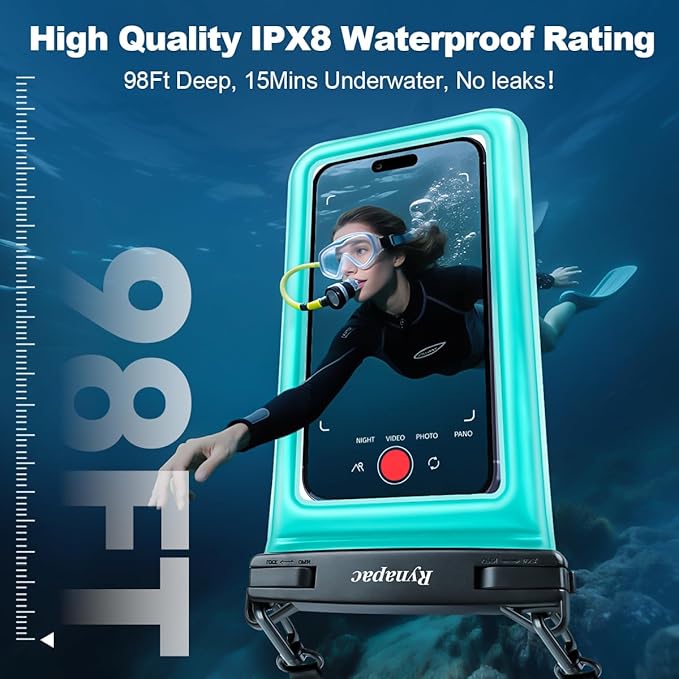 [Up to 8.5''] Floating Waterproof Phone Pouch 2 Pack, IPX8 Double Space Waterproof Phone Case with Lanyard for iPhone 17 16 15 Pro Max, Galaxy S26 Ultra, Cellphone Dry Bag Beach Cruise Ship Essentials