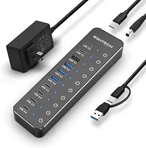RSHTECH 10-Port Powered USB 3.2/USB C Data Hub Splitter 60W, RSH-ST10C-6 - Image 1