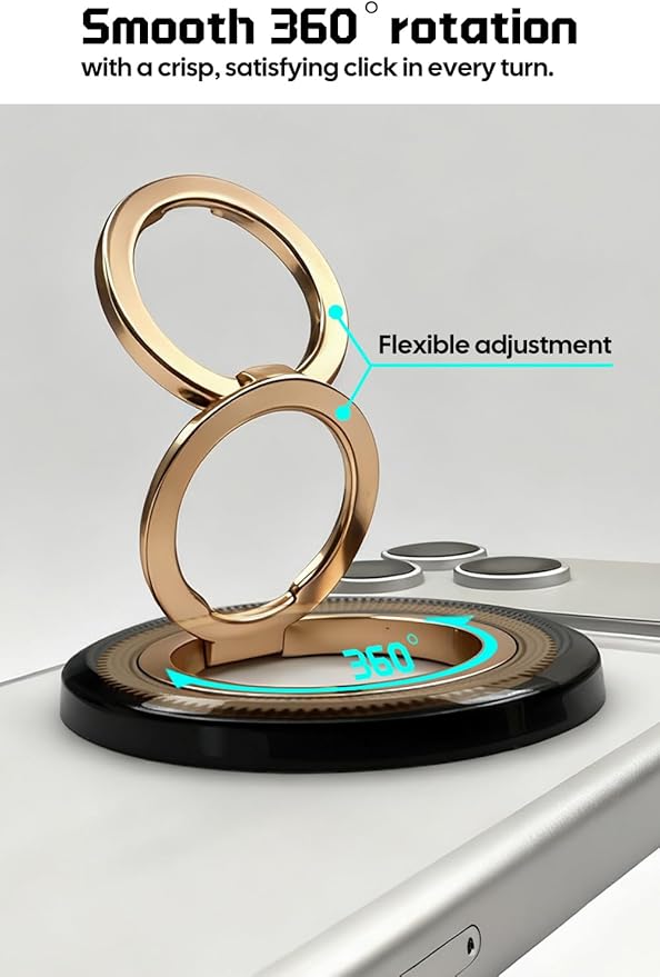 for MagSafe Phone Grip, 360° Rotation Magnetic Cell Phone Grip Magnetic Ring Holder Kickstand Mag Safe Ring Stand Compatible with iPhone 17 16 15 14 13 12 Pro Max MagSafe Accessories Android