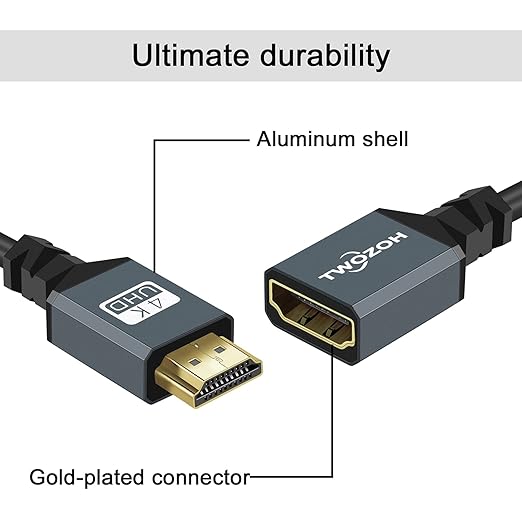Twozoh HDMI Adapter Coiled Cable, 4K HDMI Extender Cable Extension Cord 2.0(Extend up to 1.5M/5FT)