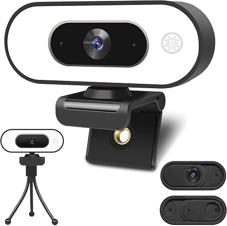 ToLuLu 1080P Full HD Webcam with Ring Light Microphone Streaming Web Camera