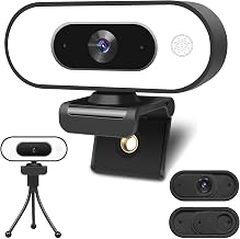 ToLuLu 1080P Full HD Webcam with Ring Light Microphone Streaming Web Camera