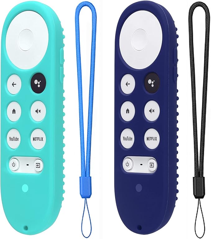 2 Pack Silicone Case for Chromecast with Google TV 2020 Voice Remote Protective Cover for 2020 Chromecast Voice Remote (Mint+Midnight Blue)