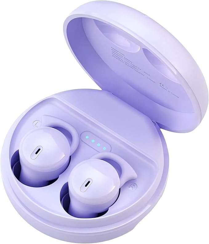 Invisible Sleep Headphones,Sleep Earbuds for Side Sleepers,Small Sleeping Earphones Comfortable Noise Blocking, Bluetooth 5.3 Wireless Headphones for Sleeping - Purple