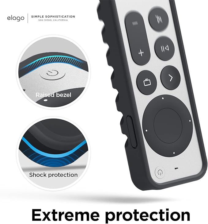 elago R3 Protective Case Compatible with 2022 Apple TV Siri Remote 3rd Generation, Compatible with 2021 Apple TV Siri Remote 2nd Gen - Lanyard, Great Grip, Shock Absorption, Drop Protection [Black]