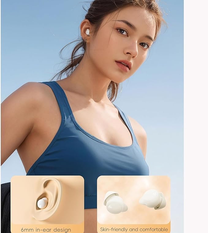 Invisible Wireless Bluetooth Ear Buds for Sleeping Noise Cancelling Mini Earbuds,Discreet in-Ear Tiny Earphones for Sleeping,Hidden Earbuds for Small Ears Sleeping,Working,Hiking White