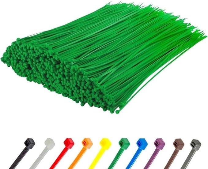 GTSE 12 Inch Green Zip Ties, 1,000 Bulk Pack, 50lb Strength, UV Resistant Long Nylon Cable Ties, Self-Locking 12" Tie Wraps