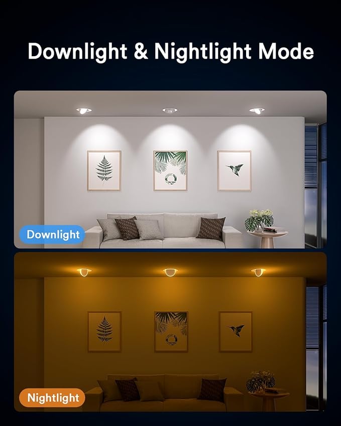 Lumary Smart Gimbal Recessed Lighting 4 Inch Pro, Dual-Controlled CCT Main & RGBAI Auxiliary WiFi LED Recessed Downlights, 270°+90° Adjustable Directional, Compatible with Alexa/Google, 1 Pack