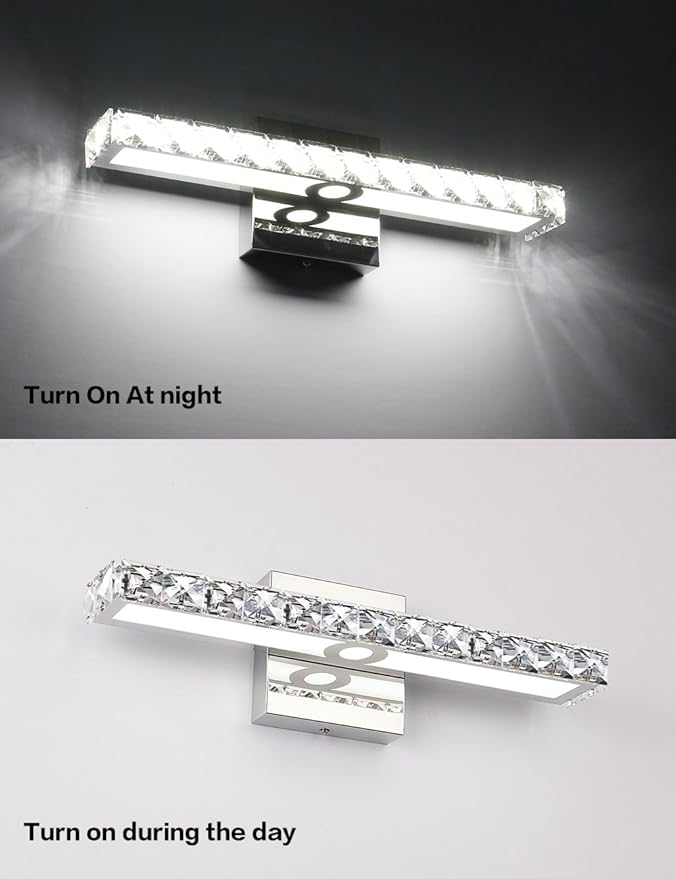 SOLFART Crystal LED Vanity Lights Wall Mirror Vanity Light Fixtures for Bathroom Vanity Bedroom Lighting