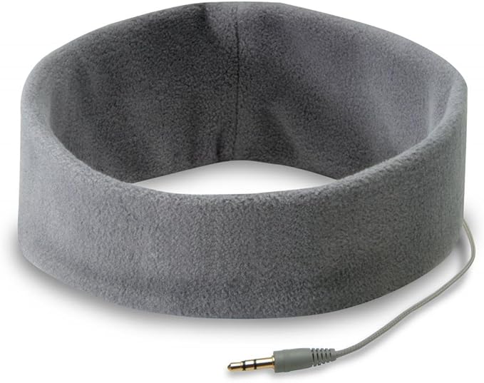 AcousticSheep SleepPhones Classic | Corded Headphones for Sleep, Travel, and More | The Original and Most Comfortable Headphones for Sleeping | Soft Gray - Fleece Fabric (Size S)