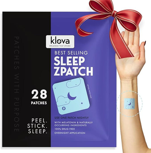 Klova ZSleep Patches for Adults | Natural Sleep Aid with Melatonin, Ashwagandha, Valerian, GABA & L-Theanine | Fall Asleep Faster, Stay Asleep Longer & Wake Up Refreshed | 28 Sleep Patches