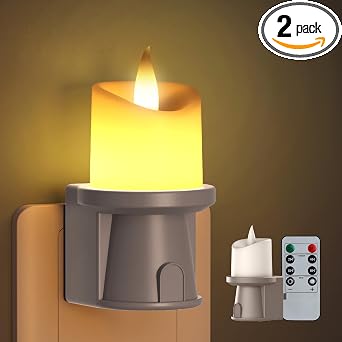 2-in-1 Plug in Night Light (1 Pack) - Dual Mode: Auto Sensor & Remote Timer - Boho Neutral Beige Candle Nightlight for Nursery, Bedroom, Bathroom Aesthetic (Taupe, 1 Pack)