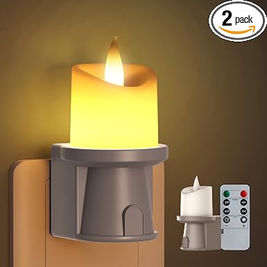 2-in-1 Plug in Night Light (1 Pack) - Dual Mode: Auto Sensor & Remote Timer - Boho Neutral Beige Candle Nightlight for Nursery, Bedroom, Bathroom Aesthetic (Taupe, 1 Pack)