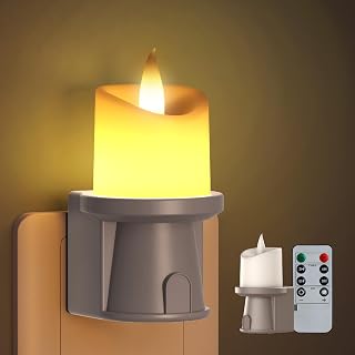 2-in-1 Plug in Night Light (1 Pack) - Dual Mode: Auto Sensor & Remote Timer - Boho Neutral Beige Candle Nightlight for Nursery, Bedroom, Bathroom Aesthetic (Taupe, 1 Pack) - Image 1