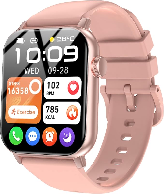 Smart Watches for Men Women, 1.83" HD Touchscreen with Bluetooth Calling, IP68 Waterproof Fitness Tracker, 120+ Sport Modes, 24/7 Heart Rate & Sleep Monitor, Compatible with iPhone Android (Pink)
