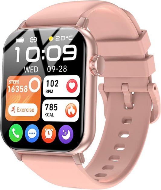 Smart Watches for Men Women, 1.83" HD Touchscreen with Bluetooth Calling, IP68 Waterproof Fitness Tracker, 120+ Sport Modes, 24/7 Heart Rate & Sleep Monitor, Compatible with iPhone Android (Pink)