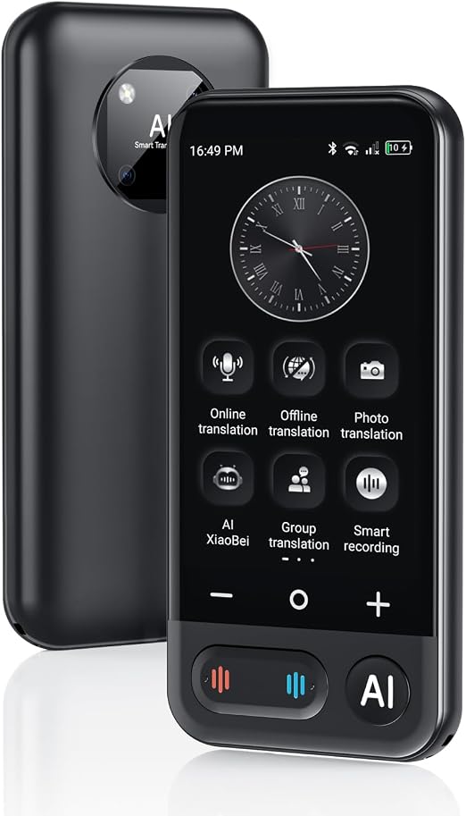 AI Language Translator Device, Two Way Real time Translator Device 2026 Upgraded ChatGPT, 150 Languages Voice Translator Support Online/Offline/Group/AI/Phone Translation for Travel Business
