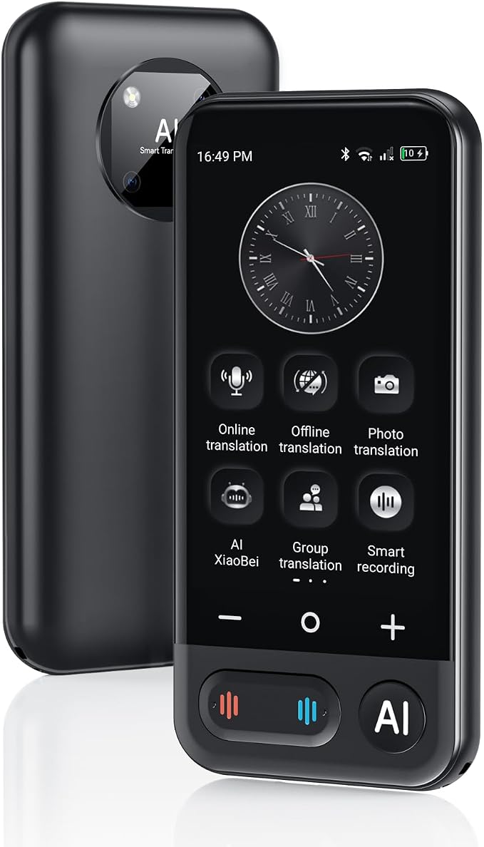 AI Language Translator Device, Two Way Real time Translator Device 2026 Upgraded ChatGPT, 150 Languages Voice Translator Support Online/Offline/Group/AI/Phone Translation for Travel Business