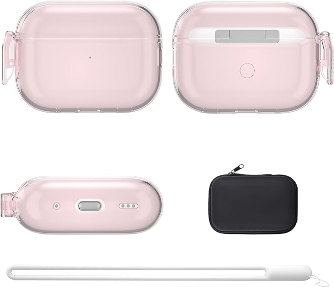Valkit Compatible Airpods Pro 2 Case Clear with Lock, Shockproof AirPods Pro 2nd/1st Generation Case Soft Transparent Protective Cover with Lanyard iPods Pro 2 Skin for Airpods Pro 2nd/1st Gen