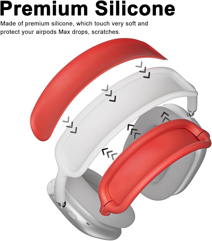 ATUAT for AirPods Max Headphones Case, Protective Silicone Case Cover Skin Accessories Anti-Scratch for Women Men for Apple AirPods Max 2024/2020 (USB-C/Lightning), Red