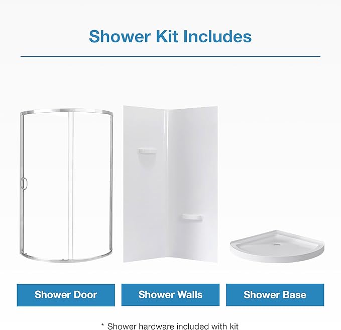 OVE Decors Breeze 34 in. Corner Shower Clear Sliding Door with Walls and Base in Satin Nickel Finish