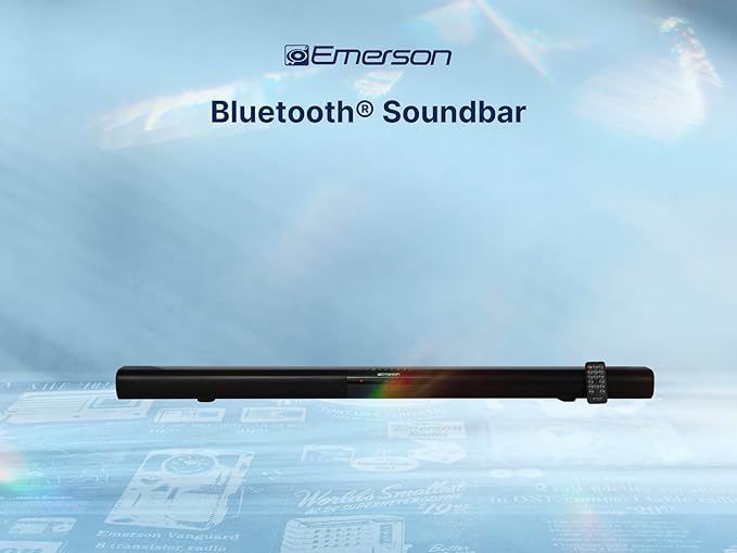 Emerson EHS-2004 42-Inch Bluetooth Soundbar with Built-in Subwoofer, 2.1 Channel Audio, USB/AUX Inputs, FM Radio, Wall Mountable, Remote Control, and Digital LED Display