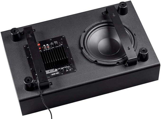 Monoprice SSW-10 - Powered Slim 10-Inch Ported Subwoofer, 150 Watt, Low Profile, Low Pass, Black