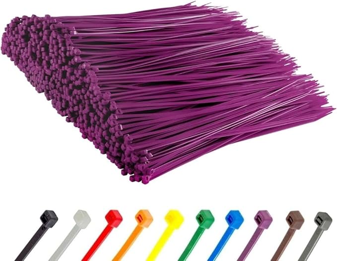 GTSE 14 Inch Purple Heavy Duty Zip Ties, 1,000 Bulk Pack, 120lb Strength, UV Resistant Nylon Cable Ties, Self-Locking 14" Tie Wraps
