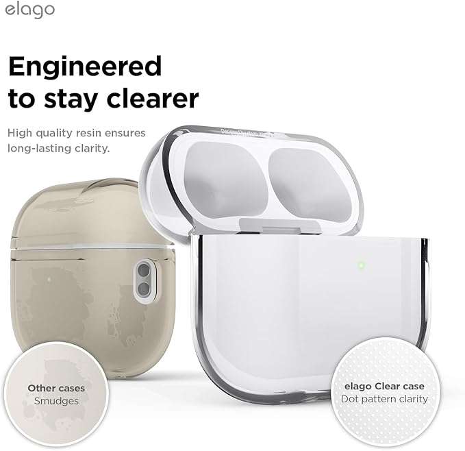 elago Clear Case Compatible with AirPods Pro 3 Case Clear Cover - Lanyard Included, Strap Included, Reduced Yellowing, Shockproof, Full Protection, Soft TPU (Transparent)