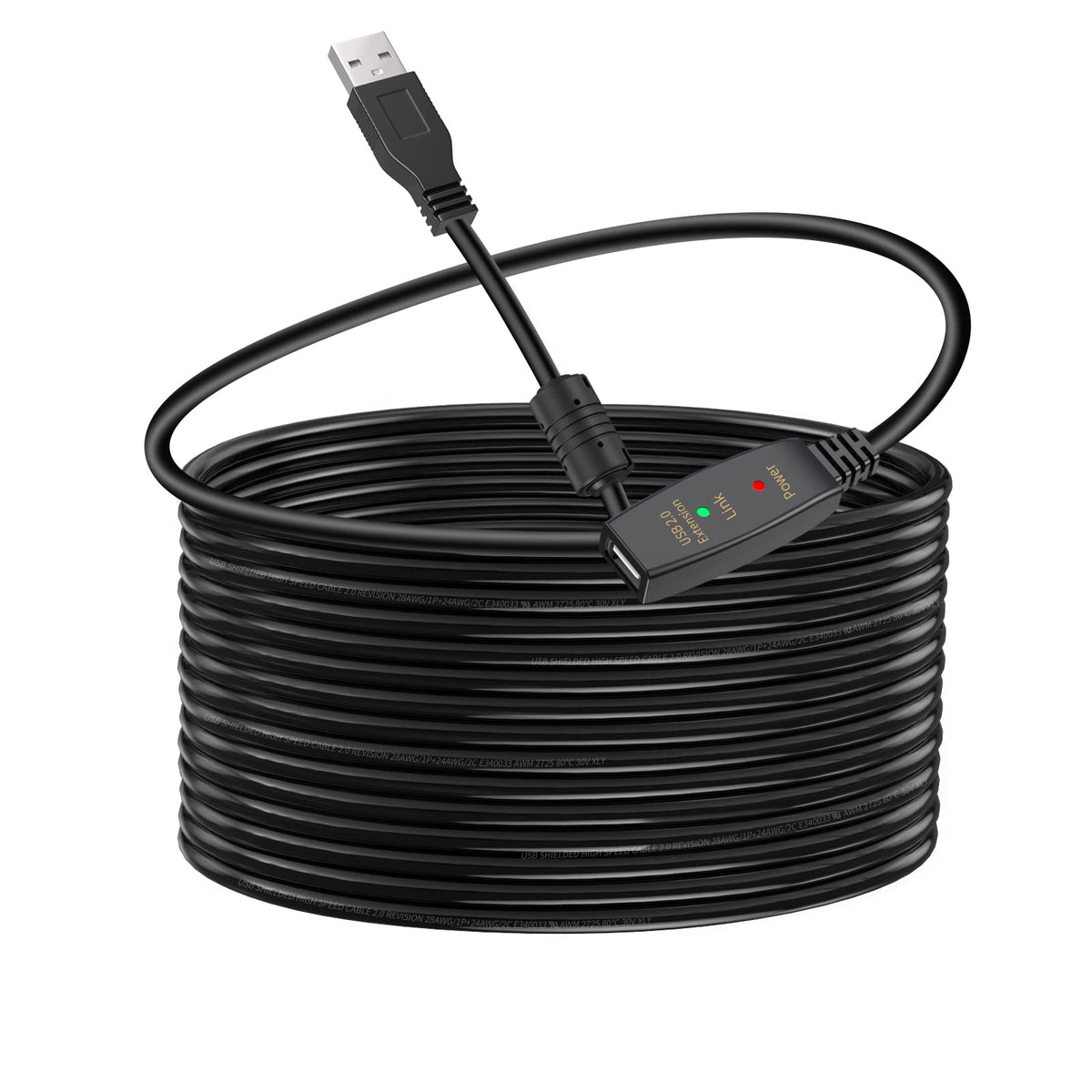 30FT Active USB Extension Cable 2.0 Male to Female with A Extension chipset Signal Booster - Active Extension/Repeate