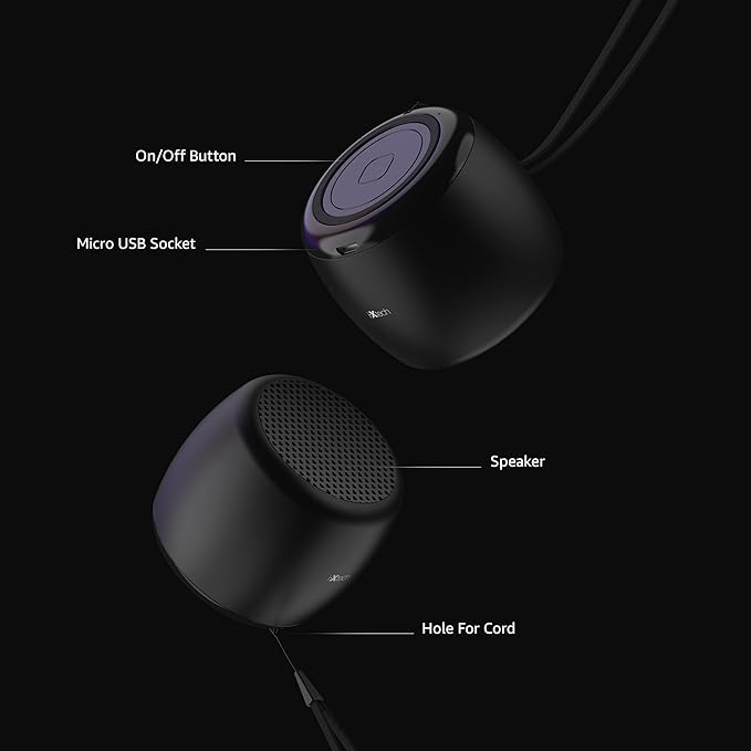 IXTECH Portable Bluetooth Speaker with Remote Shutter and Built-in Microphone - Mini Wireless Travel Speaker for Outdoors