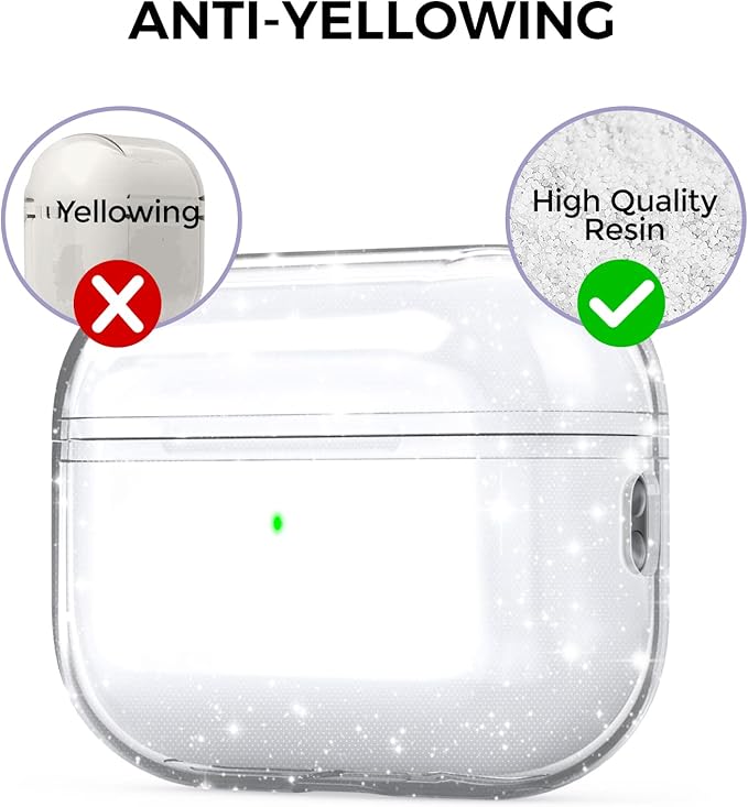 AhaStyle Clear Airpods Pro 2 Case (2023/2022) Soft TPU Protective Covers Come with Hand Strap Compatible with Apple AirPods Pro 2 [USB-C/Lightning Cable] Charging Case (Shine)