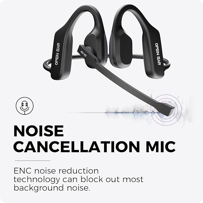 Open Ear Headphones with Mic, 32g Bluetooth Headset with Microphone, Dual Connect Bluetooth 6.0 with Noise Cancelling Mute Function, Wireless Headset with Mic for Sports,Work, Drivers, Call Centre