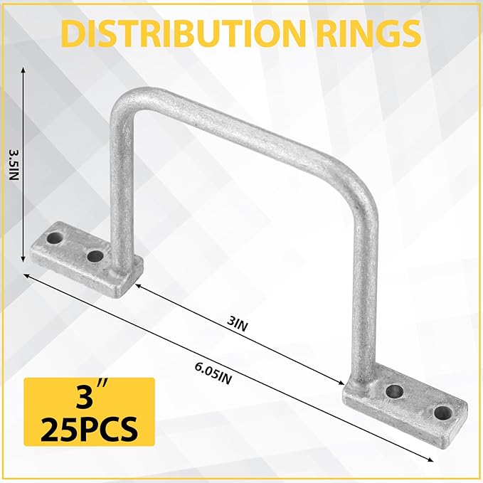 25 Pcs Distribution Rings Aluminum D Ring for Sorting Out Electric Cables, Cable Management, for Commercial and Residential Use, Silver(3 Inch)