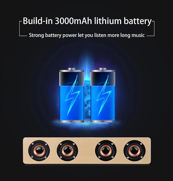 12W Professional Stereo Home Theater Wireless Wooden Speaker Natural Wooded Material 3D Stereo Wireless HiFi 4 Speakers Rechargeable Bass Effect Sound Bar for PC TV Mobile