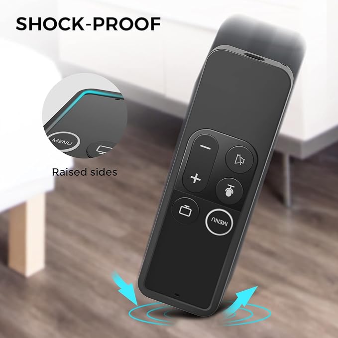 AhaStyle Protective Case for Apple TV Remote with AirTag Holder, Anti Slip Silicone Cover Compatible with 4K/HD Apple TV (Black)
