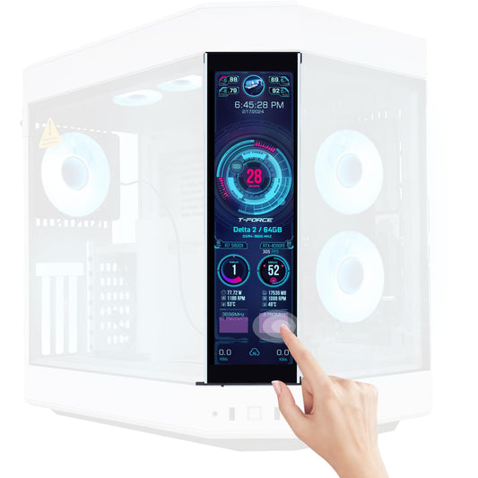 GeeekPi 12.6 Inch IPS LCD Touch Screen Monitor FHD 1920x515 Display, Fit for Hyte Y60 PC Case CPU GPU Secondary Monitor Panel, Built-in Dual Speakers, Plug & Play,with up to 10-Points of Multi-Touch