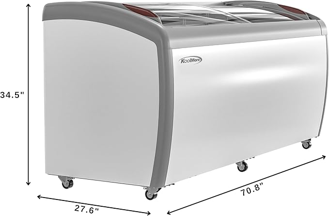 KoolMore Commercial Ice Cream Freezer Display Case with 6 Storage Baskets and Clear, Sliding Lid for Convenient Stores, Gas Stations, or Business Use, Large 20 cu. ft. Capacity (MCF-20C)