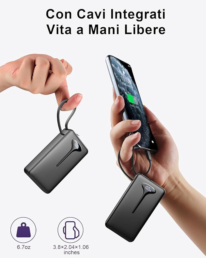 Power Bank, 10000mAh Portable Charger with PD 5A/3W Fast Charging, USB C in&out External Battery Pack, Portable Cell Phone Charger for iPhone 16 15 14 13 /ProMax/Pro/Plus Samsung S23 S22 Android Phone
