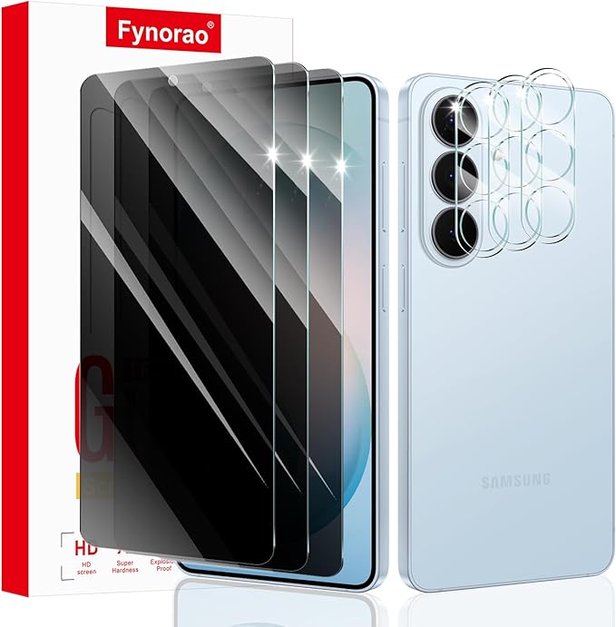 3+3-Pack, Privacy Screen Protector and Camera Lens Protector for Samsung Galaxy S26, Anti-Spy Tempered Glass Film, Dark Private Black Protection, 9H Hardness, Anti-Scratch, Bubble Free