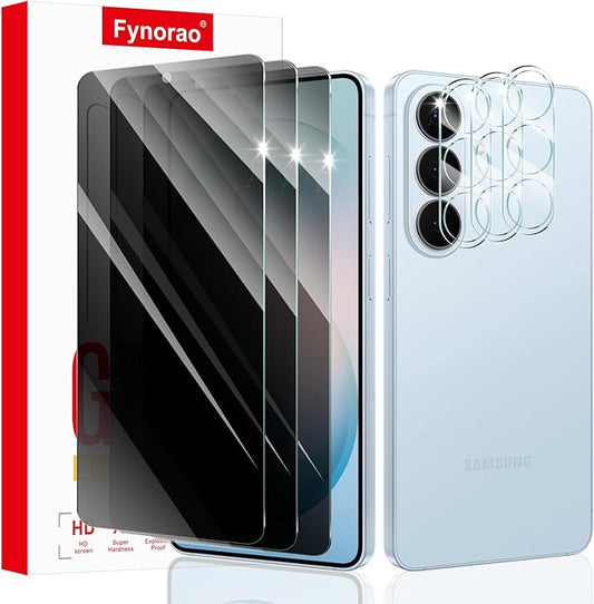 3+3-Pack, Privacy Screen Protector and Camera Lens Protector for Samsung Galaxy S26, Anti-Spy Tempered Glass Film, Dark Private Black Protection, 9H Hardness, Anti-Scratch, Bubble Free